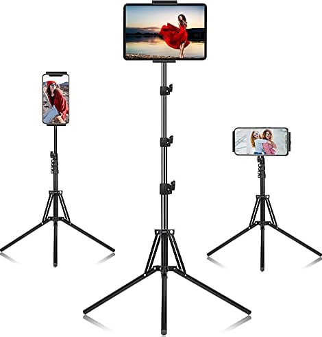 Tablet Halterung Stativ mit 360°-Drehung und Höhenverstellung bis 65 für iPad Pro, iPad, iPhone und alle 4,7-12,9 Zoll Tablets und Smartphones
