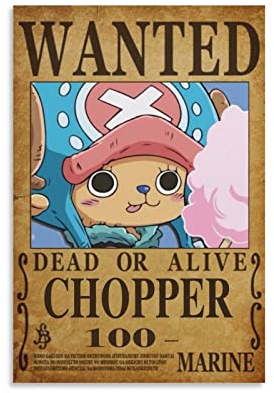 KNOTSS Anime Tony Tony Chopper Wanted Poster Decorative Painting Canvas Wall Posters And Art Picture Print Modern Family Bedroom Decor Posters 12x18inch(30x45cm)