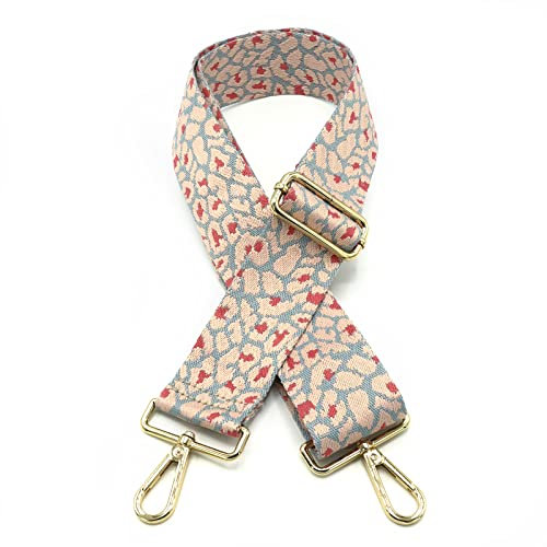 Angtex Taschengurt Schultergurt zum Wechseln für Damen-Handtaschen, verstellbar, 5 cm breit Leopard pink/blau