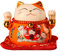 Winkekatze Sparschwein, 4.5in Feng Shui Münzbank, Glückskatzen Münzenbank, Keramik Glückskatzen Spardose, Kleingeld Spartopf für Geschenk, Schreibtisch, Spielzeug Dekoration (Orange)