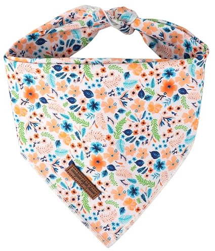 Unique style paws Hundeschal, Dreieck Pfirsich Blume Haustier Halstuch für Jungen und Mädchen, Premium Durable Fabric, Bunte Kürbis Hund Halstuch für mittlere und große Hunde (Groß)