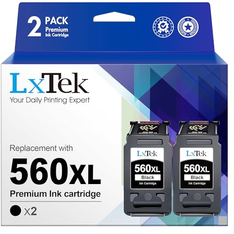 LxTek 560XL PG-560XL Patronen als Ersatz für Canon 560 für Canon TS5350 Druckerpatronen für Pixma TS5350 TS5351 TS7450 TS5352 TS5353 TS7451 (2 Schwarz)