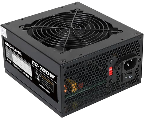 700W Power Supply Non Modular ATX PSU with 120mm Ultra Quiet Cooling Fan, Support 115/220V Switch, All Protections