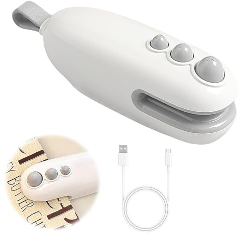 HENGBIRD Mini Handleld 2024 - Saldatrice per sacchetti, sigillatura e taglio 2 in 1, mini sigillante per la conservazione degli alimenti (bianco)