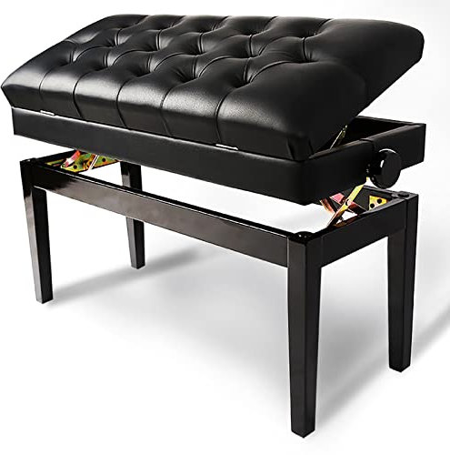 KIUYDHGD Faux Leather Piano Stool Solid Wood Adjustable Piano Bench Wooden Double Piano Bench Luxury Duet Piano Bench Stool,with Storage Compartment and Leather Padded Seat