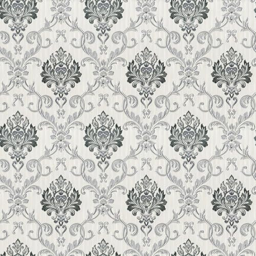 K Collection Debona Duplex Damask Grey/Black Wallpaper Modern Contemporary - Trendy Feature Wall 5022
