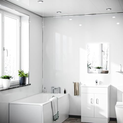 Nes Home Panel PVC Gloss White Cladding Wall 1000mm X 2400mm X 10mm