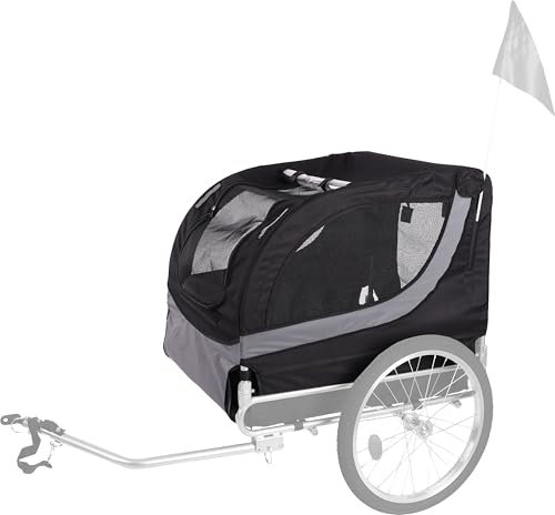 Flamingo Tybalt XL - Couverture pour remorque de vélo Tybalt Noir & Gris - 76x57x65,5cm - Bandes réfléchissantes et réflecteurs - Ouvertures avec Fermeture éclair