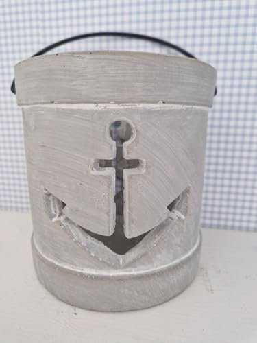 Windlicht Maritim Anker Beton mit Henkel 13,5 x Ø14,5cm
