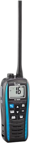 Icom M25 Blue VHF Marine Radio | Waterproof | Compact Design | 5W Power Output | Clear Communication | Long Battery Life
