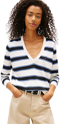 Tommy Jeans Damen Pullover Essential mit V-Ausschnitt