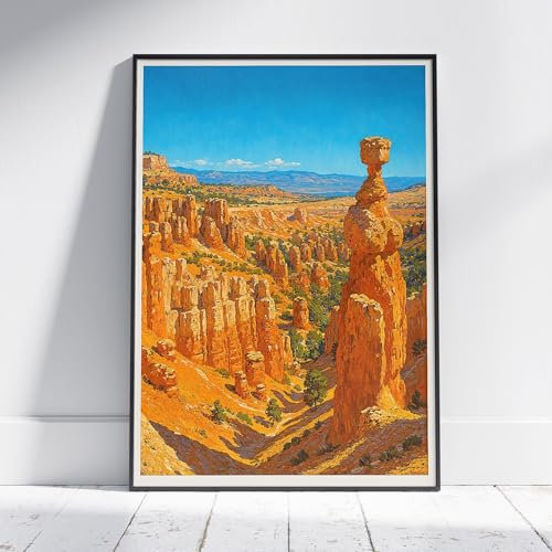 Bryce Canyon Travel Print, Thor's Hammer ~ Utah Travel Poster | Painted Wall Art & Home Decor | Vacation Gift (Unframed, 18x24 (45x60cm))