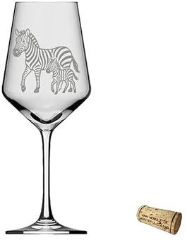 eXODA Weinglas Gravur Zebra mit Baby 350ml spülmaschinenfest für Abende | Füllmenge 350 ml, elegantes Design, einzigartige Gravur, spülmaschinenfest, Höhe 21 cm, Durchmesser 8 cm, soziale Verantwortu
