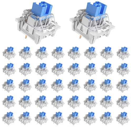Zhouwang Outemu Blue Switch Replacement Mechanical Keyboard Switches,Dustproof,3 PIN Clicky,Accurate Typing,DIY Keyboard,Gaming Keyboard with 2 Kailh Switches(70+2Pcs)