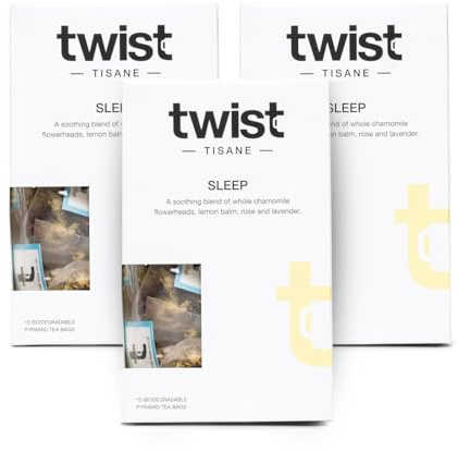 Twist Teas - Sleep – 45 Plastic-Free Herbal Teabags | Calming Blend of Chamomile, Lemon Balm, Hops, Valerian, Lavender & More | Naturally Caffeine-Free, Sugar-Free - (3 x 15 Pack)