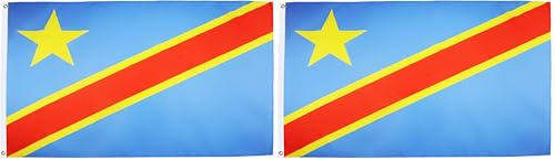 AZ FLAG - Drapeau République Démocratique du Congo - 150x90 cm - Polyester léger - Drapeau Congolais Avec Oeillets Métalliques Intégrés - 80g (Lot de 2)