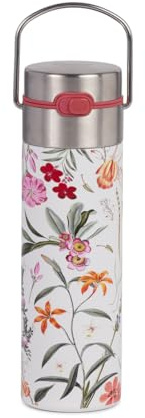 Eigenart Leeza Mira Thermoflasche 500 ml Edelstahl doppelwandig mit Sieb, Trinkflasche auslaufsicher mit Sportverschluss, für Tee Kaffee To Go, 6,8x23,5 cm