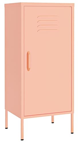 Owoxanthellate Armoire de rangement rose 42,5 x 35 x 101,5 cm en acier avec 2 étagères réglables, armoire étroite en métal pour salon, bureau et couloir, armoire de rangement polyvalente stable