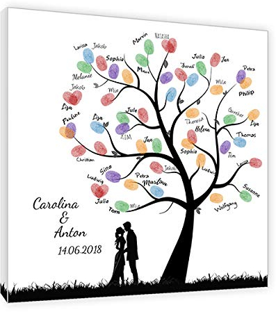 galleryy.net Fingerabdruck Baum Leinwand *50 x 50 mit NAMEN & DATUM INKL Zubehör-Komplett-Set