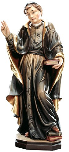 Demi Art - Heiligenfigur Burkhart mit Kelch und Hostie aus Berg-Ahorn Holz geschnitzt und von Hand bemalt, 30 cm