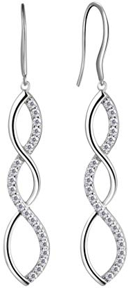 Aurora Tears Damen 925 Sterling Silber Ohringe Ohrhänger Spirale Design mit klein Lila Kristall DE0062W