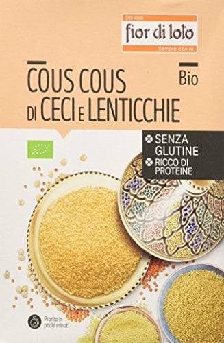 Fior di Loto Cous Cous di Ceci e Lenticchie Rosse - Cous Cous Ricco di Proteine ​​e Senza Glutine - Naturale e Biologico - 500 g