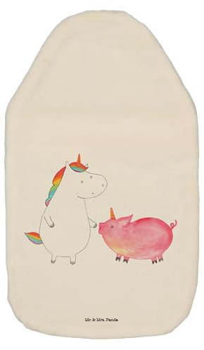 Mr. & Mrs. Panda Wärmflasche Einhorn Schwein - Geschenk, Unicorn, Schweinchen, Schweinhorn, Wärmflasche mit Bezug, Einhörner, Wärmekissen, Kleine
