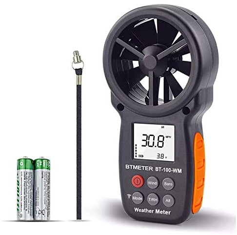 Barometro Anemometro Digitale Palmare, per Temperatura del Vento, Temperatura, Vento, Chill tester con Umidità, Altitudine, Barometro Misuratore di Pressione per Arrampicata Drone HVAC CFM