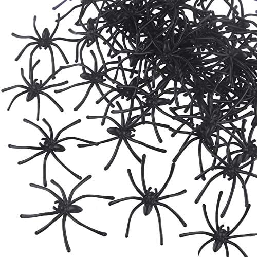 TUPARKA 50 Pcs Halloween Araignée, Plastique Mini Araignées Jouets Pour Halloween Party Haunted House Décoration, Noir