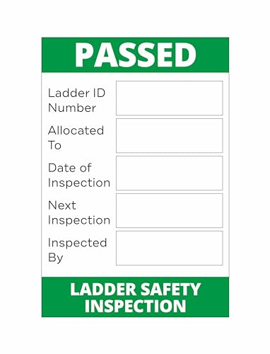 Passed Ladder Safety Inspection Self Adhesive Vinyl Stickers Health and Safety Business Pack of 50 76mm by 50mm Each