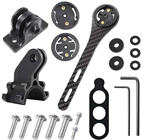 Kohlefaser Integrierte Fahrradcomputer GPS Halterung für Wahoo,Garmin,Bryton,GIT,Halterungen für Actionkameras und Licht, Fahrradcomputer Lenkstange (Set 1)