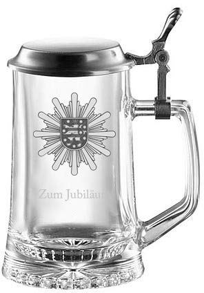 ARNSTADT KRISTALL . Bierkrug mit Zinndeckel Optional mit Gravur und eigenem Motiv (mit eigenem Wappen)