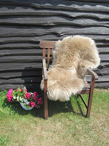 Felltrade Merino Schaffell Lammfell Fell echt gefärbt groß, Hellbraun, ökologische Gerbung (140-150 cm)