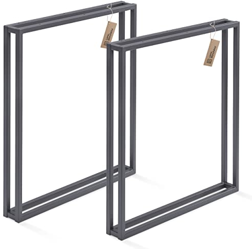 LAMO Manufaktur Tischbeine für Schreibtisch Esstisch, Frame, Vierkantprofil 20x20 mm, Tischgestell 70x72 cm (BxH), Grau, 2 Stück, LTS-18-L-EE-7016