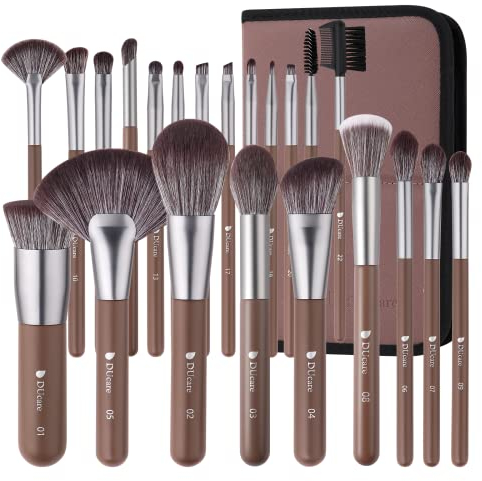 DUcare professionell pinselset makeup 22 Stück mit Luxus Kosmetiktasche, Premium Synthetik Make up Pinsel Set, Holzgriff, Foundation pinsel Contour Rouge Concealer Lidschatten pinsel- mit Geschenkbox