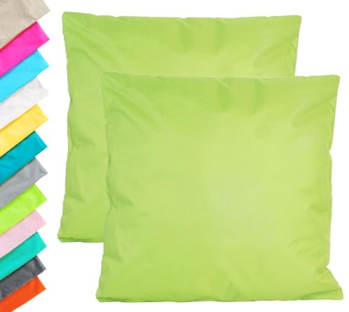 JACK 2er Set Outdoor Kissenhülle Kissenbezug 45x45cm Wasserfest Sitzkissen Lounge Kissen Garten Stuhl Lotus Effekt, Farbe:Grün