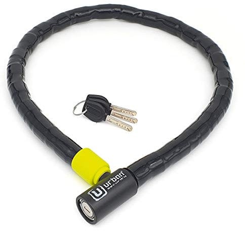 URBAN UR5170 Candado Moto y Bicicleta, Cable de Acero Reforzado con Blindaje Articulado Muy Flexible Fácil de Llevar, Cerradura Alta Seguridad, Antirrobo Moto Bici Eléctrica Scooter Patinete, 170cm