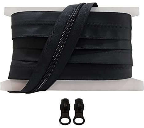1 Metro Chiusure Lampo Impermeabile + 2 Cursori per cucire e montare la cerniera su misura, cerniera per cucire su vestiti, neoprene, impermeabile, (1 Metro, Rete 5 mm)