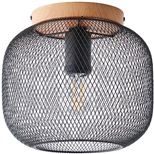 Brilliant Giada Deckenleuchte 25cm schwarz/holz Metall 1x A60, E27, 42 W, Geeignet für Normallampe (nicht enthalten)