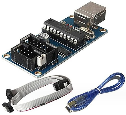 USBTiny ISP Downloader AVR Mikrocontroller USB-Schnittstelle mit 6-poligem 10-poligem Programmierkabel USB 2.0 B-USB-Kabel, geeignet für Arduino Bootloader USB-Download-Schnittstelle
