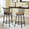 FurnitureR Klassische Barhocker im Landhausstil, Barstühle mit Rückenlehne und Fußstütze, drehbar, Thekenhöhe, Barhocker für Küche, Insel, Pub, Bistro, Restaurant, rustikales Braun und Schwarz, 61 cm