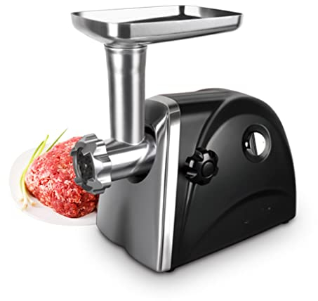 MaGiLL Hachoir à viande électrique 1500 W en acier inoxydable robuste, poussoir à saucisses, robot culinaire, appareils ménagers, hachoir (couleur : Svart, taille : EU) (Svart Au)
