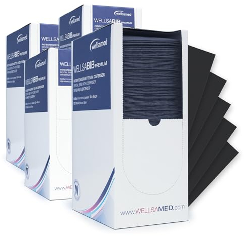 wellsamed Patientenservietten 500 Stück im Dispenser 3-lagig 33 x 45 cm Arbeitsplatzabdeckungen Kosmetik Tattoo Studios Praxis (Schwarz)