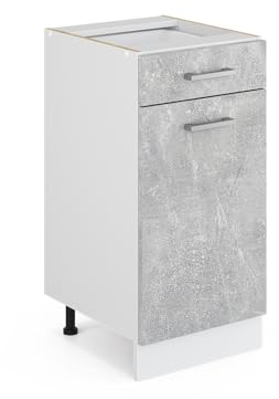 Vicco Unterschrank R-Line, Beton/Weiß, 40 cm mit Schublade, ohne Arbeitsplatte