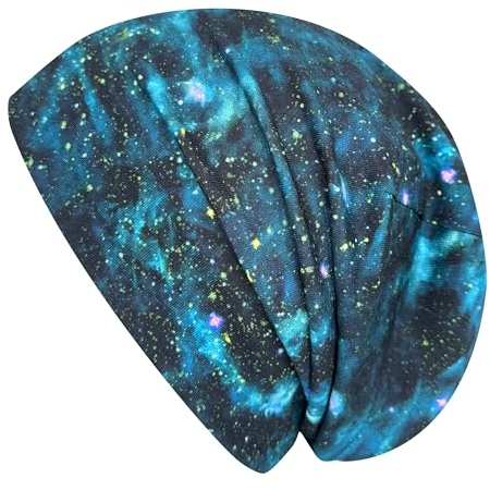 Wollhuhn ÖKO Jungen/Mädchen Bequeme Weiche Long Beanie/Mütze/Beanie-Mütze/Strickmütze/Kindermütze Jersey Gefüttert Übergangszeiten (Öko-Stoffe/Bio) (LB Space Blau/Grün, L)