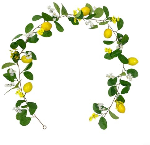 ReachMall Ramo di limone artificiale giallo vivido ramo di limone artificiale, pianta rampicante artificiale per matrimoni, giardino, casa, arco, stanza, decorazione per feste (stile 1: 1,7 m)