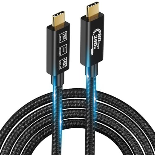 Cable USB4, con cable Thunderbolt 5 4, cable de carga 240 W, cable de datos 80 Gbps, gen4 Cable, 16 K@60 Hz 4K120Hz HDR, cable USB C, para Hub, Dock, M3, Mac, Monitor (TB5 USBC 80G 240W-1.5M)