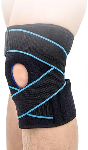 JIEYUCHU Tutore Ginocchio, Tutore Ginocchio con Stabilizzatori Laterali, Sport Ginocchiera Rotulea Regolabile, per Corsa, Lesioni al Menisco, Artrite, Infortunio Sportivo (Blu)