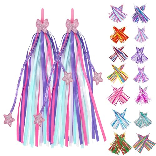 PLATT Lenkerfransen Streamer Bändchen für Kinderfahrrad,Kinder Roller Lenker Streamer Fahrrad Griffe Ribbon,1 Paar