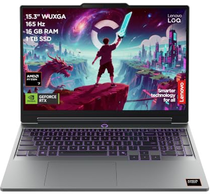 Lenovo LOQ 15 144Hz Notebook Gaming, NVIDIA GeForce RTX 5050 8GB, AMD Ryzen 7 250, RAM 16GB DDR5, 512GB SSD M.2 2242 PCIe 4.0, FHD, Windows 11, Tastiera retroilluminata
